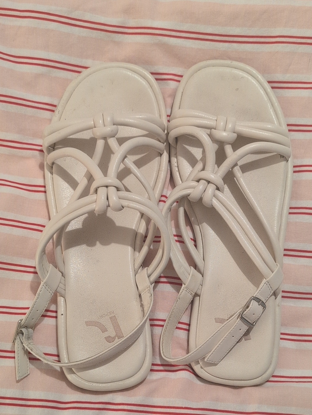 Report White Knotted Strap Women's Sandals